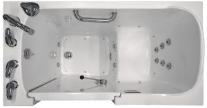 Top view of Bliss Tubs walk-in bathtub with air & water jets installed.