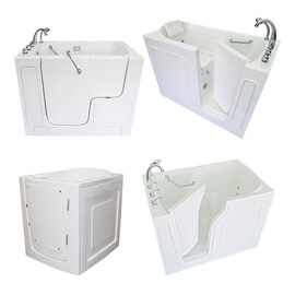 View of various Bliss Tubs walk-in tub models