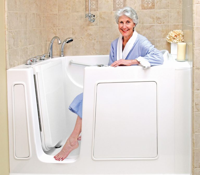 Bliss Tubs walk-in tub model B3054 with smiling senior model